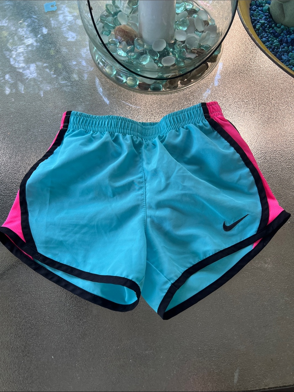 Nike Teal and Hot Pink Girls' Athletic Shorts